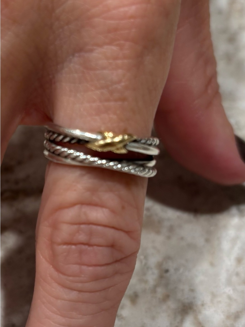 David Yurman Sterling Silver Multi-Band Ring with Gold Accent Knot
